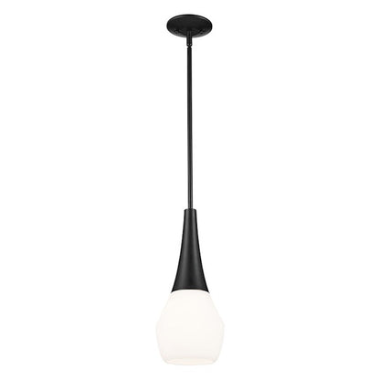 Kichler Deela 17" 1 Light Pendant, Black/Satin Etched Cased Opal Glass - 52529BK