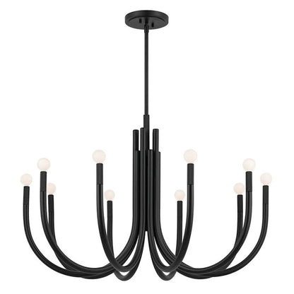 Kichler Odensa 40" 10 Light Chandelier, Black - 52551BK