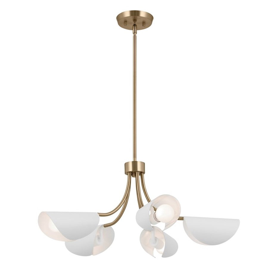 Kichler Arcus 29" 5 Light Convertible Chandelier, Bronze/White - 52558CPZWH