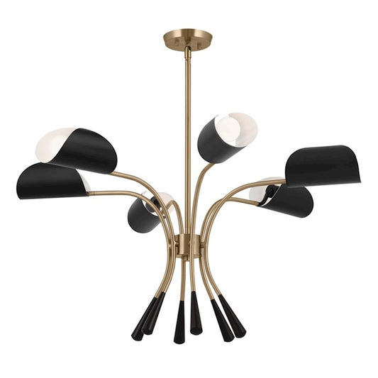 Kichler Arcus 39" 6 Light Chandelier, Champagne Bronze/Black - 52559CPZBK