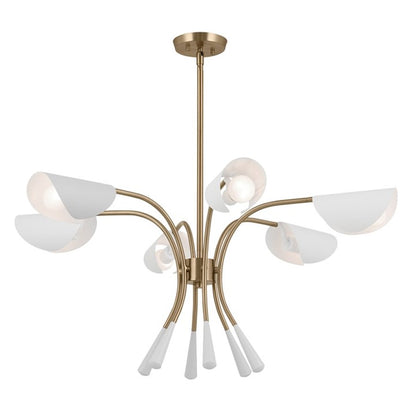 Kichler Arcus 39" 6 Light Chandelier, Champagne Bronze/White - 52559CPZWH