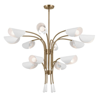 Kichler Arcus 46" 12 Light Chandelier, Champagne Bronze/White - 52561CPZWH