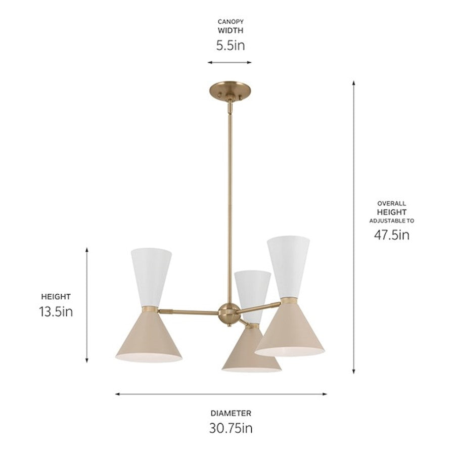 6 Light Chandelier, Champagne Bronze