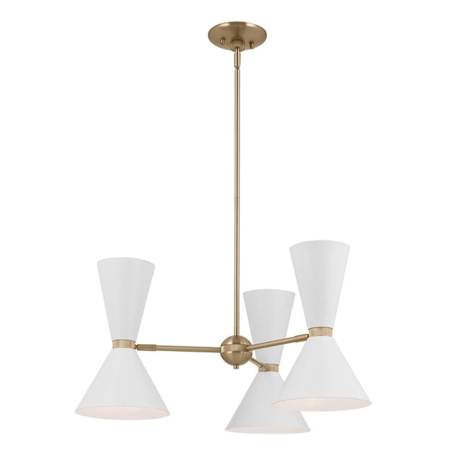 Kichler Phix 31" 6 Light Chandelier, Champagne Bronze/White - 52565CPZWH