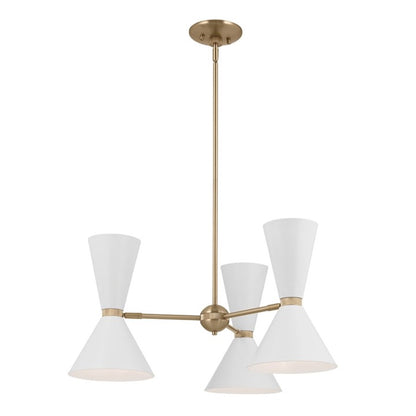 Kichler Phix 31" 6 Light Chandelier, Champagne Bronze/White - 52565CPZWH