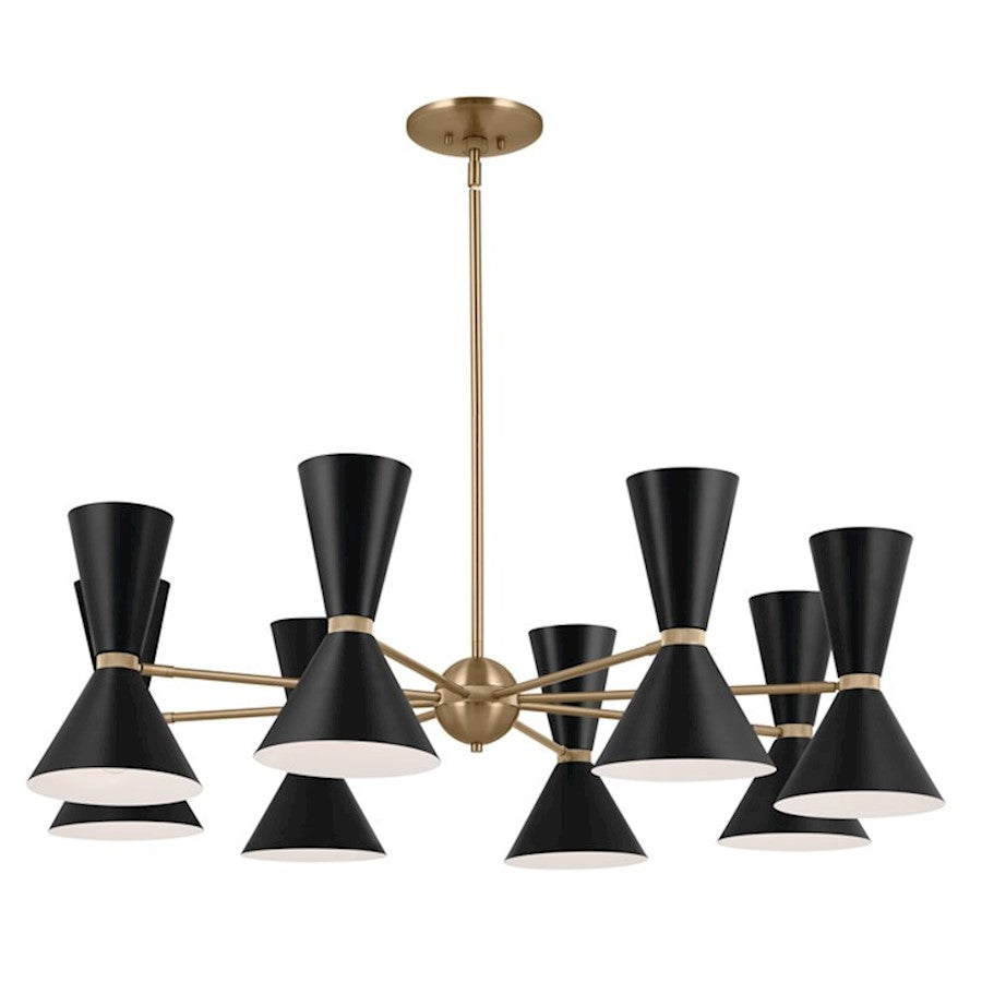 Kichler Phix 49" 16 Light Chandelier, Champagne Bronze/Black - 52567CPZBK