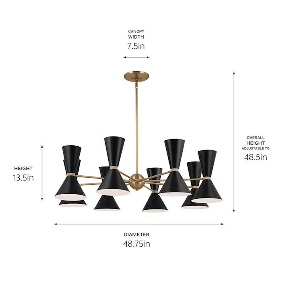 16 Light Chandelier, Champagne Bronze