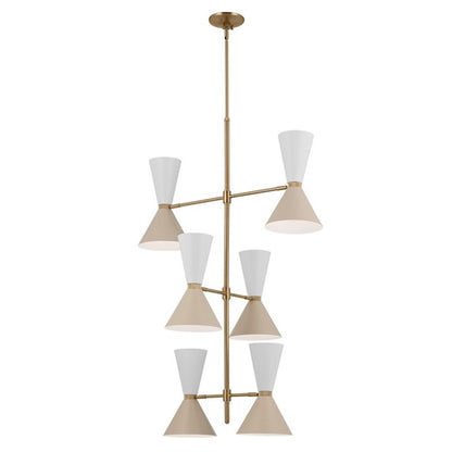 Kichler Phix 50" 12 Light Foyer Chandelier, Bronze/Greige/White - 52568CPZGRG