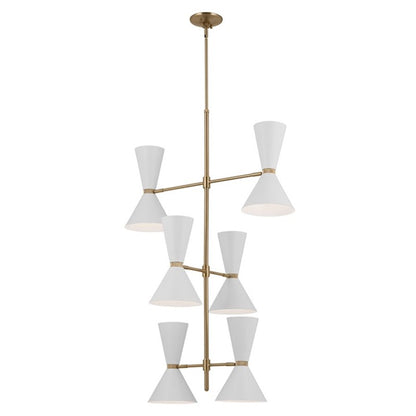 Kichler Phix 50" 12 Light Foyer Chandelier, Champagne Bronze/White - 52568CPZWH