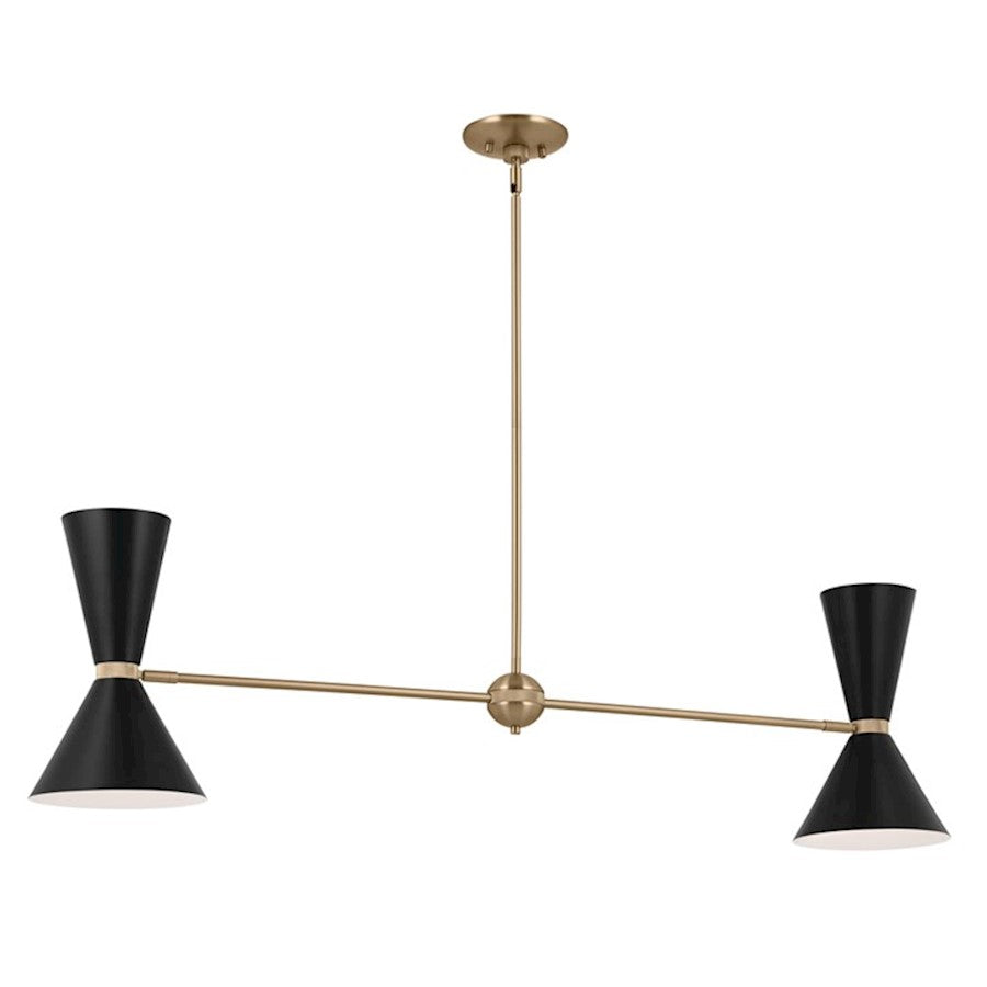 Kichler Phix 48" 4 Light Linear Chandelier, Champagne Bronze/Black - 52569CPZBK