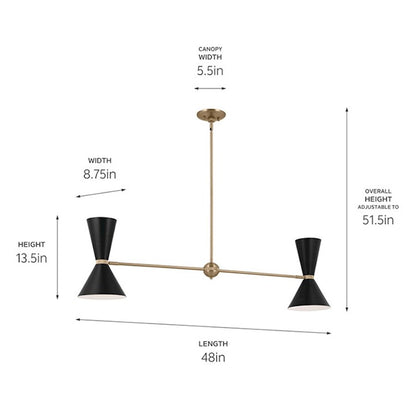 4 Light Linear Chandelier, Champagne Bronze