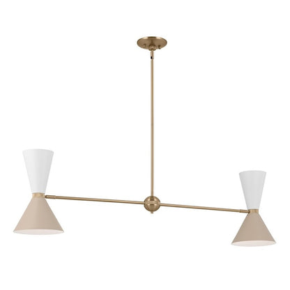 Kichler Phix 48" 4 Light Linear Chandelier, Bronze/Greige/White - 52569CPZGRG