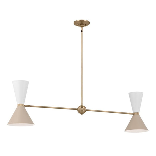 Kichler Phix 48" 4 Light Linear Chandelier, Bronze/Greige/White - 52569CPZGRG