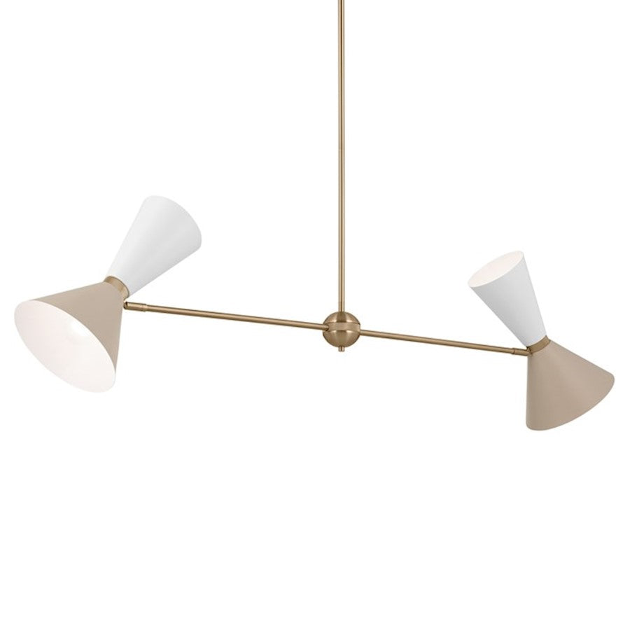 4 Light Linear Chandelier, Bronze