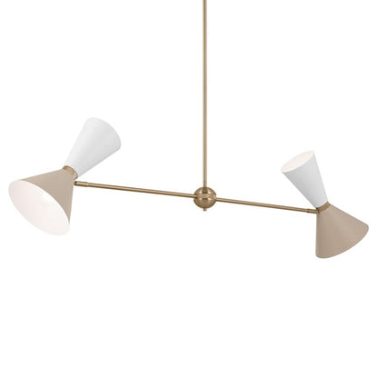 4 Light Linear Chandelier, Bronze