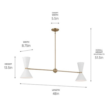 4 Light Linear Chandelier, Champagne Bronze