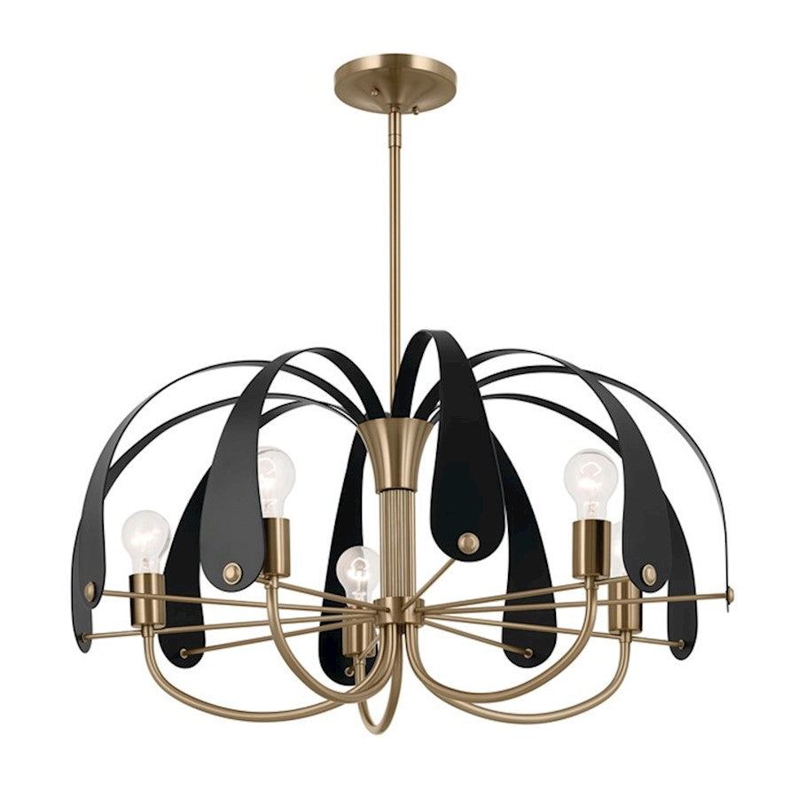 Kichler Petal 31" 5 Light Chandelier, Champagne Bronze/Black/White - 52572CPZ