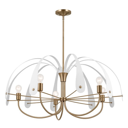 Kichler Petal 43" 5 Light Chandelier, Champagne Bronze/Black/White - 52573CPZ