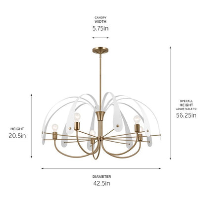 5 Light Chandelier, Champagne Bronze