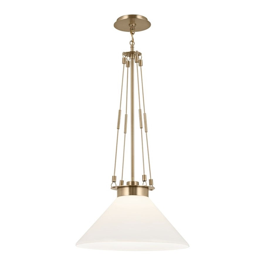 Kichler Albers 18" 1 Light Pendant, Champagne Bronze/Opal Glass - 52581CPZ