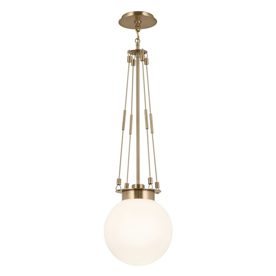 Kichler Albers 11" 1 Light Pendant, Champagne Bronze/Opal Glass - 52582CPZ