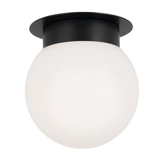 Kichler Albers 8" 1 Light Flush Mount, Black/Opal Glass - 52586BK