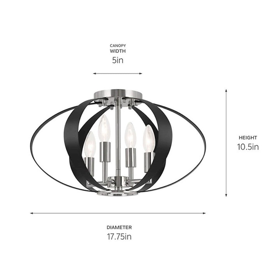 Kichler Cecil 18" 4 Light Oval Flush Mount