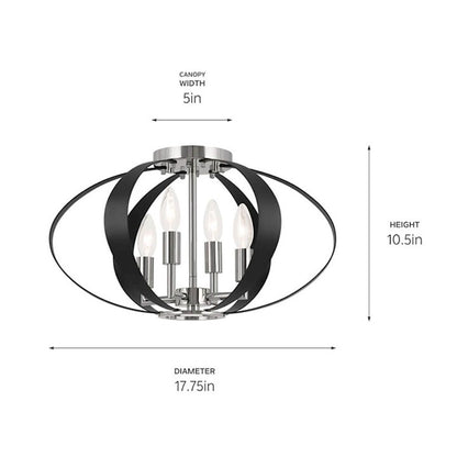 Kichler Cecil 18" 4 Light Oval Flush Mount