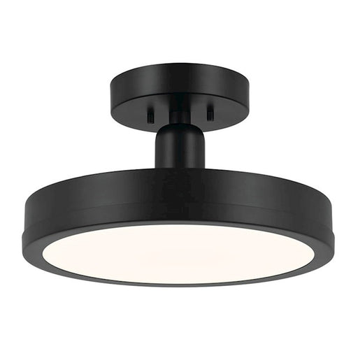 Kichler Riu 14" 1 Light LED Semi-Flush Mount, Black/Opaque White - 52589BK