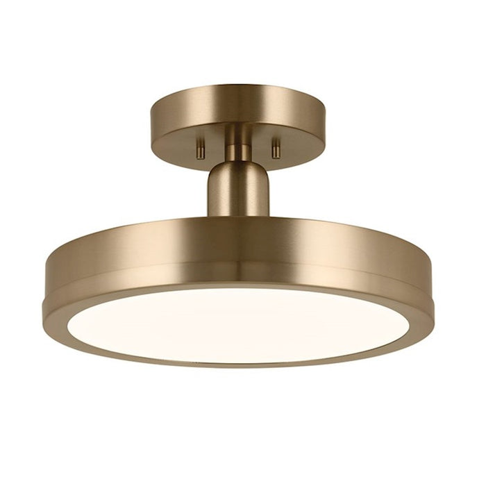 Kichler Riu 14" 1 Light LED Semi-Flush Mount, Bronze/Opaque White - 52589CPZ