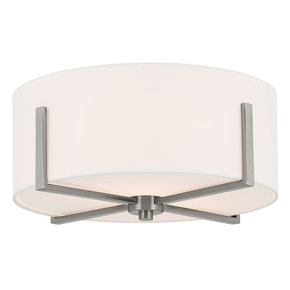 Kichler Malen 16" 2 Light Flush Mount, Pewter/White Fabric Shade - 52593CLP