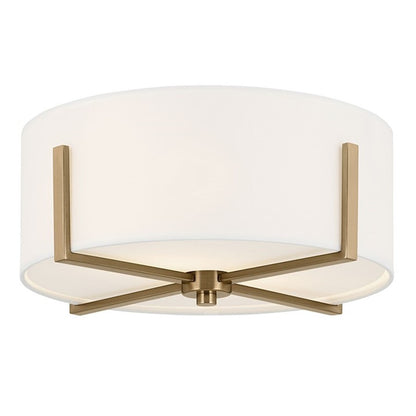 Kichler Malen 16" 2 Light Flush Mount, Bronze/White Fabric Shade - 52593CPZ