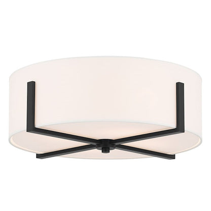 Kichler Malen 20" 4 Light Flush Mount, Black/White Fabric Shade - 52594BK