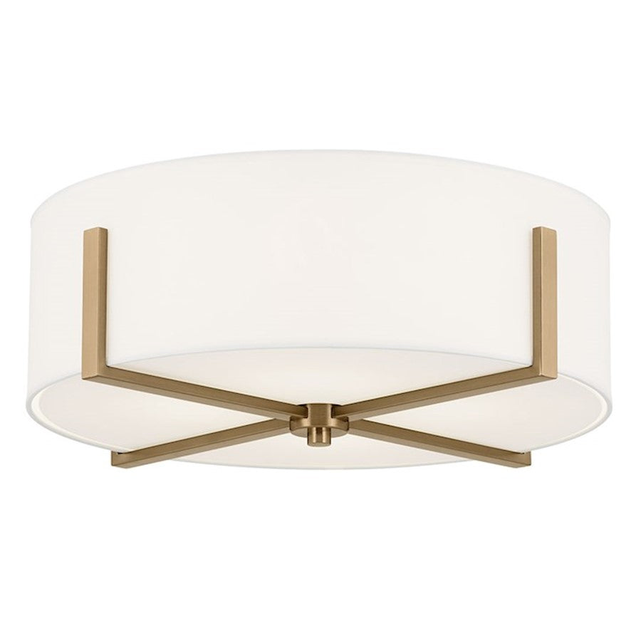 Kichler Malen 20" 4 Light Flush Mount, Bronze/White Fabric Shade - 52594CPZ