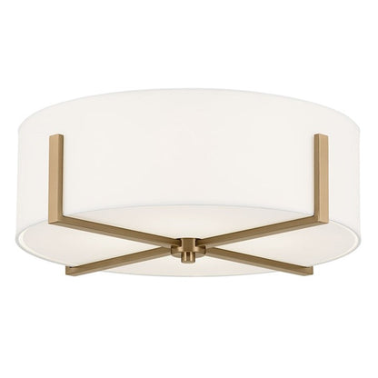 Kichler Malen 20" 4 Light Flush Mount, Bronze/White Fabric Shade - 52594CPZ