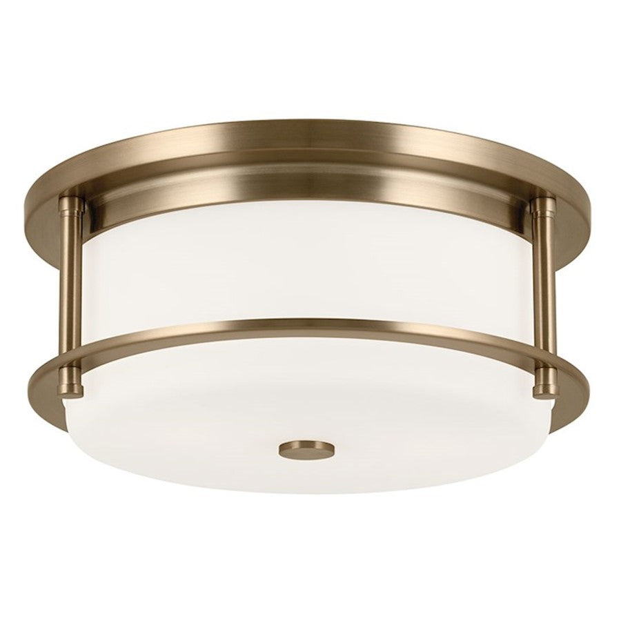 Kichler Brit 12" 2 Light Flush Mount, Bronze/Etched Cased Opal - 52595CPZ