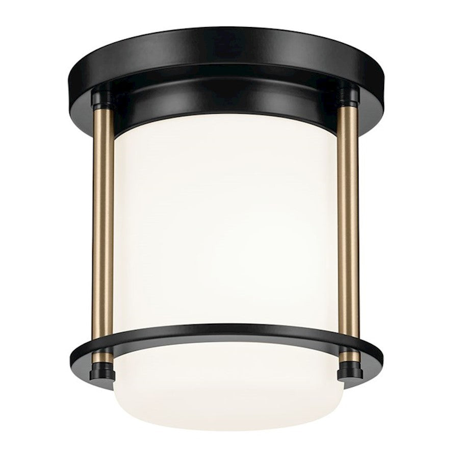 Kichler Brit 7" 1 Light Flush Mount, Black/Bronze/Etched Cased Opal - 52596BKCPZ