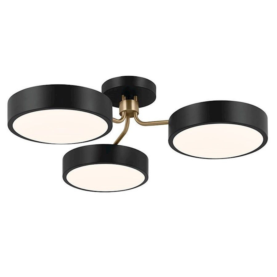 Kichler Sago 40" 3 Light Semi Flush Mount, Black/Bronze/Clear - 52604BKCPZ