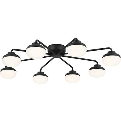 Kichler Remy 41" 8 Light LED Flush Mount, Black/Etched Cased Opal - 52608BK