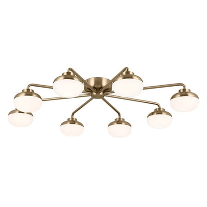 Kichler Remy 41" 8 Light LED Flush Mount, Bronze/Etched Cased Opal - 52608CPZ