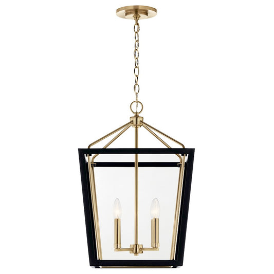 Kichler Delvin 24" 4 Light Pendant, Bronze/Black/Clear - 52619CPZBK