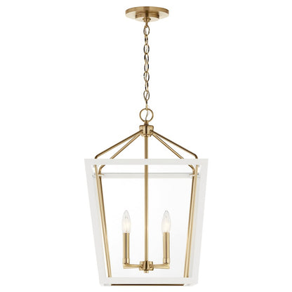 Kichler Delvin 24" 4 Light Pendant, Bronze/White/Clear - 52619CPZWH