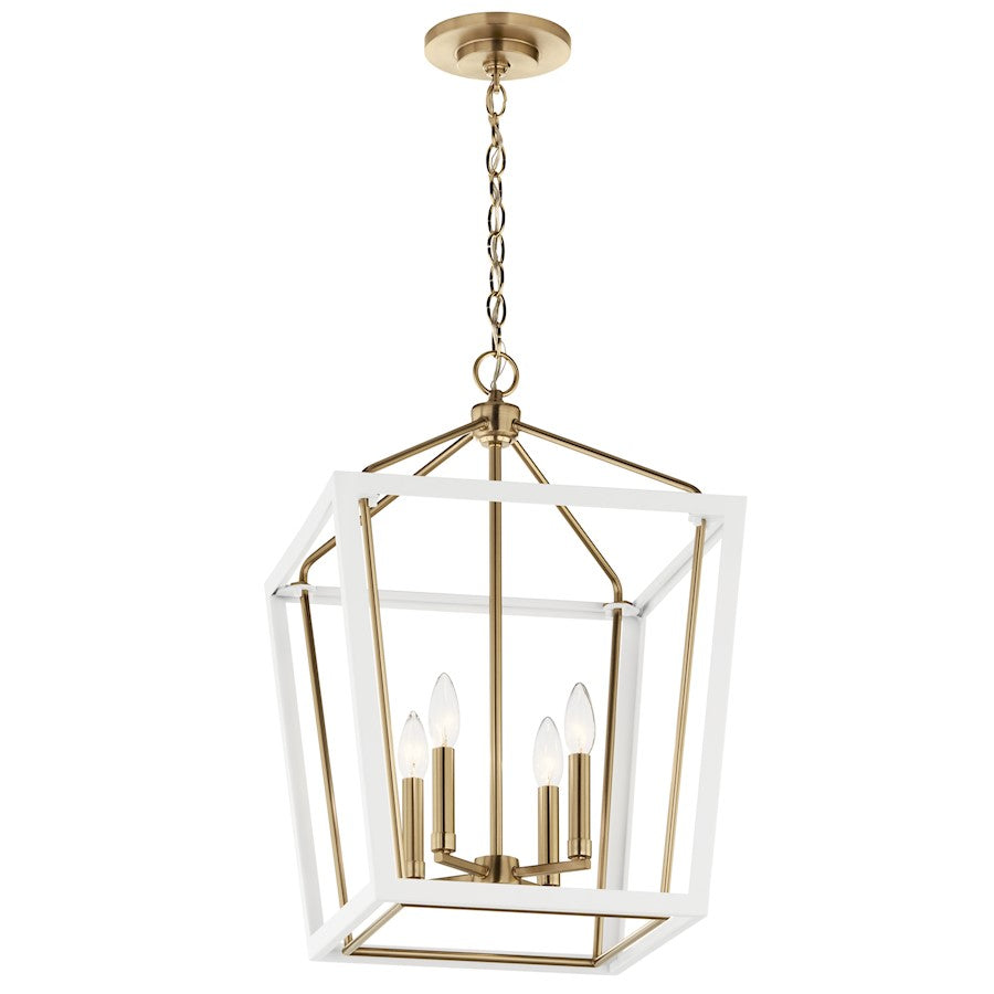 4 Light Pendant, Bronze/White/Clear