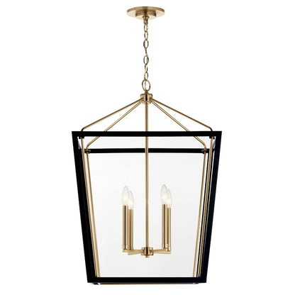 Kichler Delvin 31.75" 4 Light Foyer Pendant, Bronze/Black/Clear - 52620CPZBK