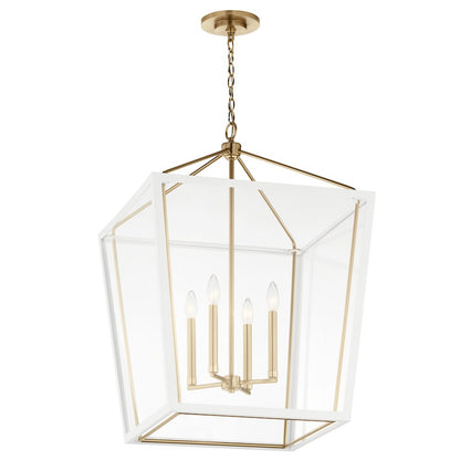 4 Light Foyer Pendant, Bronze