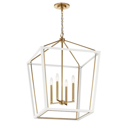 4 Light Foyer Pendant, Bronze