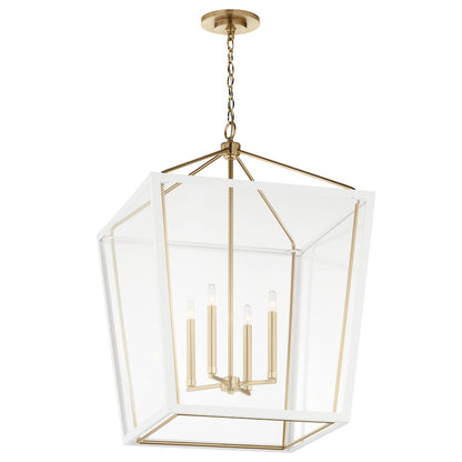 4 Light Foyer Pendant, Bronze