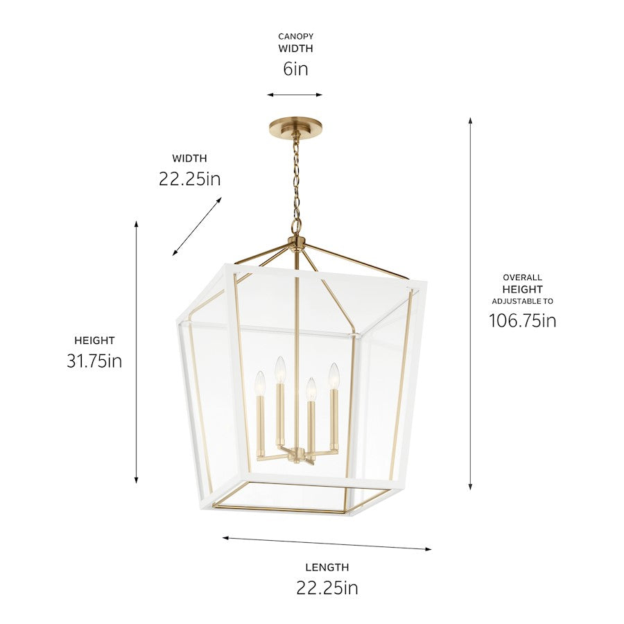 4 Light Foyer Pendant, Bronze