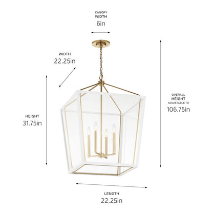 4 Light Foyer Pendant, Bronze