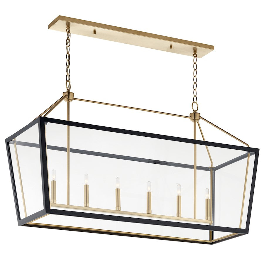 6 Light Linear Chandelier, Bronze